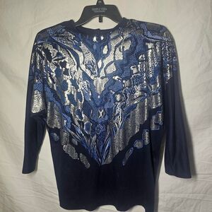 Vintage 80s whimsical reflective design 3/4 sleeve sweater top